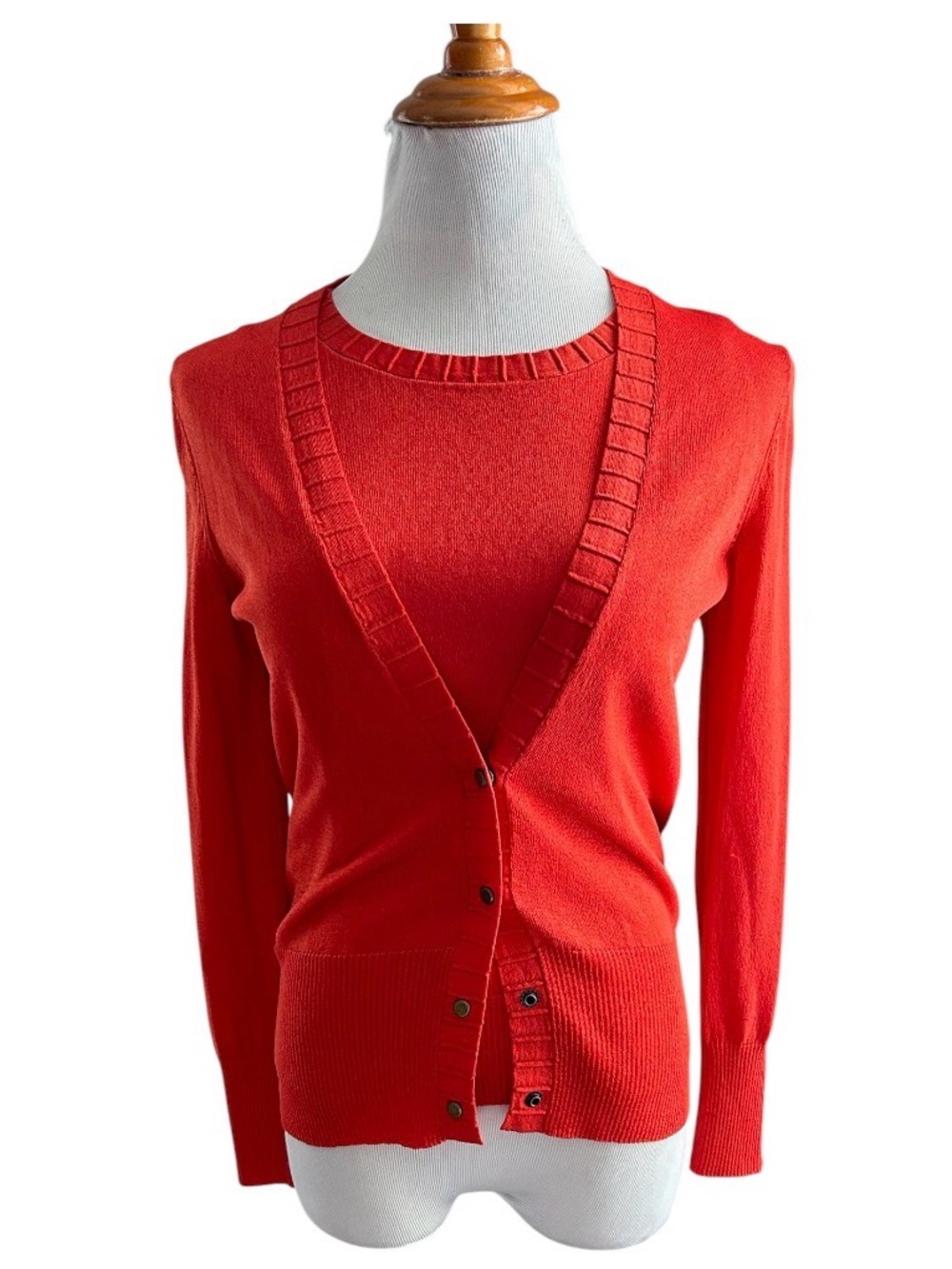 Jones New York orange Layered tank with Cardigan Sweater